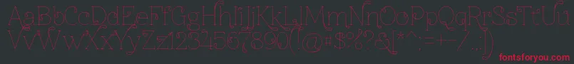 Znikomitno24thin-Schriftart – Rote Schriften auf schwarzem Hintergrund