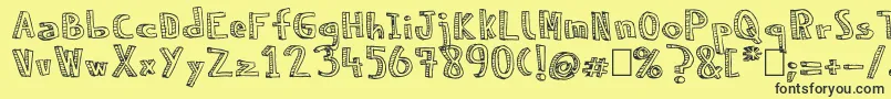 NeneWenoReliev Font – Black Fonts on Yellow Background