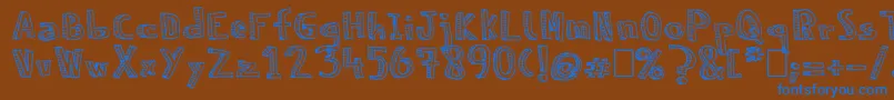 NeneWenoReliev Font – Blue Fonts on Brown Background