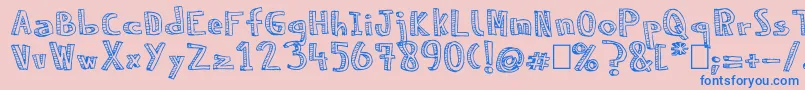 NeneWenoReliev Font – Blue Fonts on Pink Background