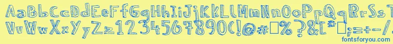 NeneWenoReliev Font – Blue Fonts on Yellow Background