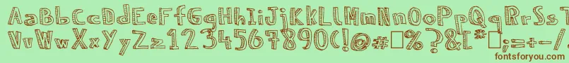 NeneWenoReliev Font – Brown Fonts on Green Background