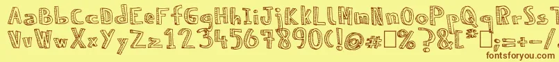 NeneWenoReliev Font – Brown Fonts on Yellow Background