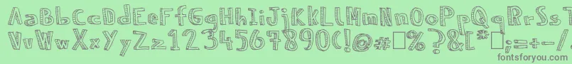 NeneWenoReliev Font – Gray Fonts on Green Background