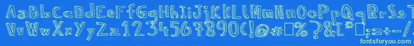 NeneWenoReliev Font – Green Fonts on Blue Background