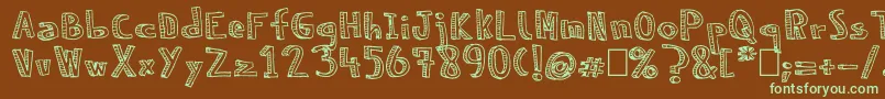 NeneWenoReliev Font – Green Fonts on Brown Background