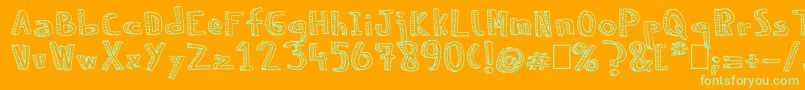 NeneWenoReliev Font – Green Fonts on Orange Background