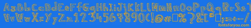 NeneWenoReliev Font – Orange Fonts on Blue Background