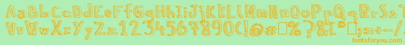 NeneWenoReliev Font – Orange Fonts on Green Background