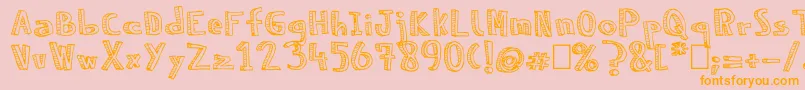 NeneWenoReliev-Schriftart – Orangefarbene Schriften auf rosa Hintergrund