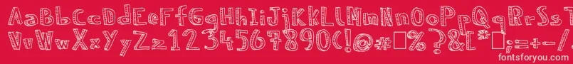 NeneWenoReliev Font – Pink Fonts on Red Background