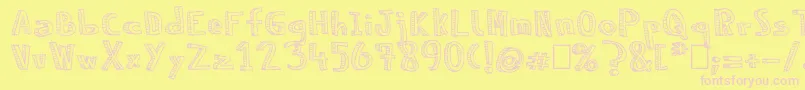 NeneWenoReliev Font – Pink Fonts on Yellow Background