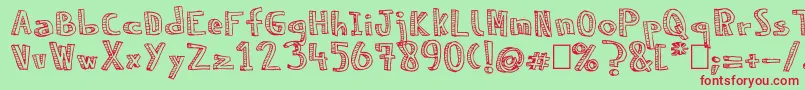 NeneWenoReliev Font – Red Fonts on Green Background