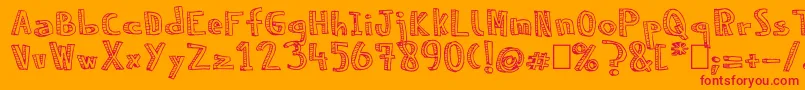 NeneWenoReliev Font – Red Fonts on Orange Background