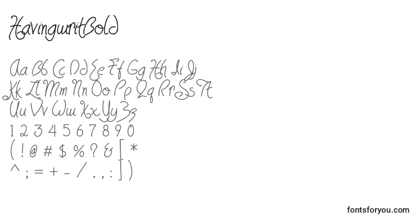 Schriftart HavingwritBold – Alphabet, Zahlen, spezielle Symbole