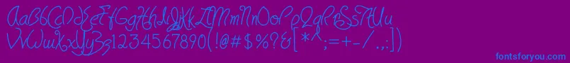 フォントHavingwritBold – 紫色の背景に青い文字