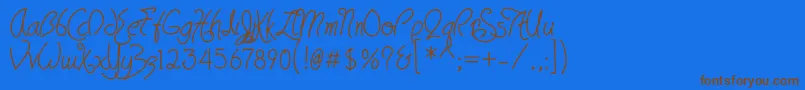 フォントHavingwritBold – 茶色の文字が青い背景にあります。