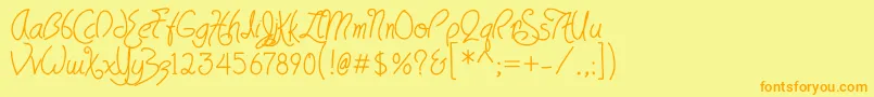 フォントHavingwritBold – オレンジの文字が黄色の背景にあります。