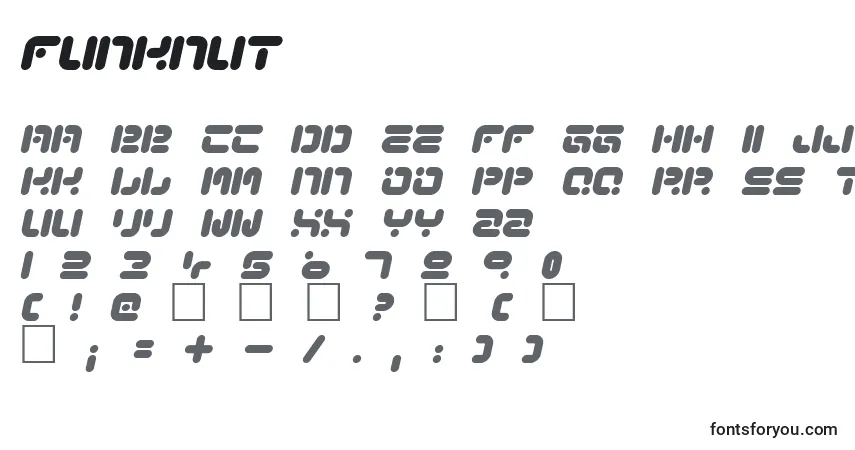 Czcionka Funknut – alfabet, cyfry, specjalne znaki