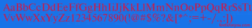 Tmsdl-Schriftart – Rote Schriften auf blauem Hintergrund