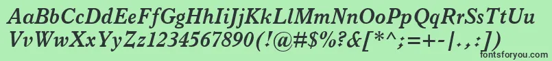 Czcionka ItalianOldStyleMtBoldItalic – czarne czcionki na zielonym tle