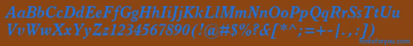 ItalianOldStyleMtBoldItalic Font – Blue Fonts on Brown Background