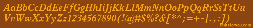 ItalianOldStyleMtBoldItalic Font – Orange Fonts on Brown Background