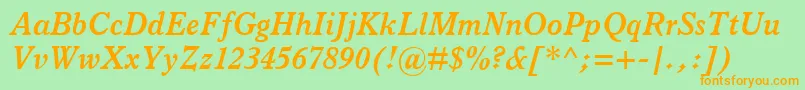フォントItalianOldStyleMtBoldItalic – オレンジの文字が緑の背景にあります。