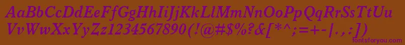 ItalianOldStyleMtBoldItalic Font – Purple Fonts on Brown Background