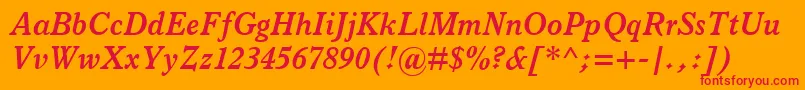ItalianOldStyleMtBoldItalic Font – Red Fonts on Orange Background