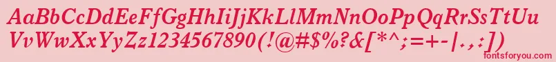ItalianOldStyleMtBoldItalic Font – Red Fonts on Pink Background