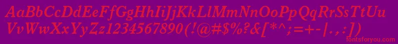 Police ItalianOldStyleMtBoldItalic – polices rouges sur fond violet