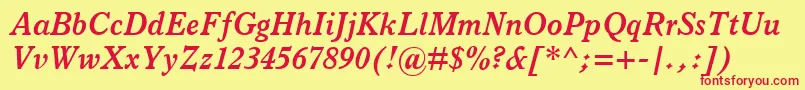 ItalianOldStyleMtBoldItalic Font – Red Fonts on Yellow Background