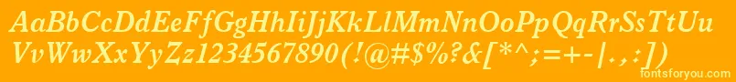ItalianOldStyleMtBoldItalic Font – Yellow Fonts on Orange Background