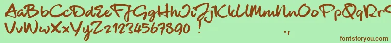 Шрифт BlackhandTrial – коричневые шрифты на зелёном фоне