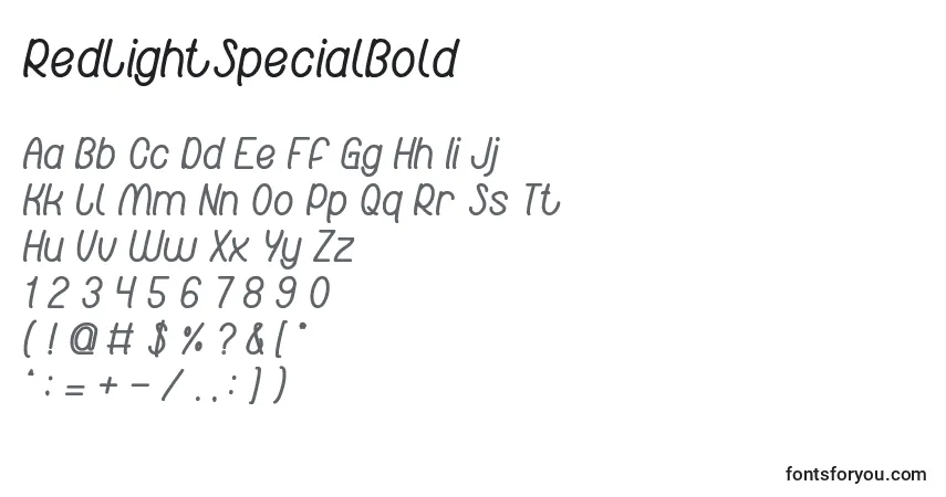Schriftart RedLightSpecialBold – Alphabet, Zahlen, spezielle Symbole