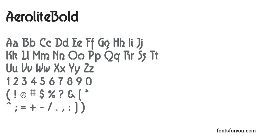 Schriftart AeroliteBold (104135) – Alphabet, Zahlen, spezielle Symbole