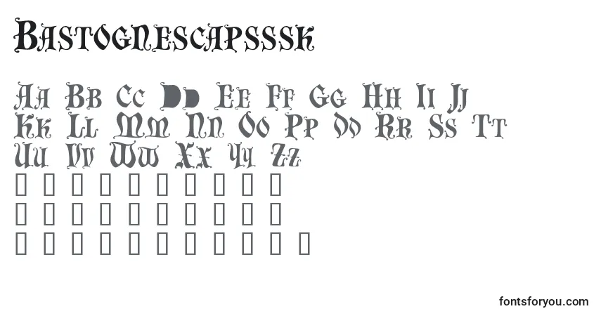 A fonte Bastognescapsssk – alfabeto, números, caracteres especiais