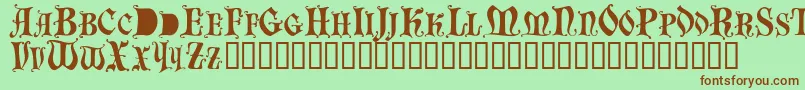 Шрифт Bastognescapsssk – коричневые шрифты на зелёном фоне