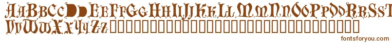 Bastognescapsssk-Schriftart – Braune Schriften auf weißem Hintergrund