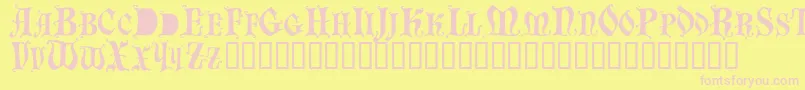 Шрифт Bastognescapsssk – розовые шрифты на жёлтом фоне