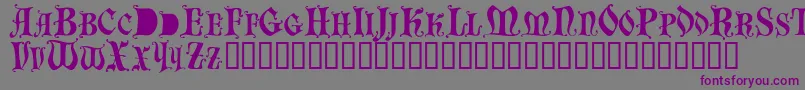 フォントBastognescapsssk – 紫色のフォント、灰色の背景