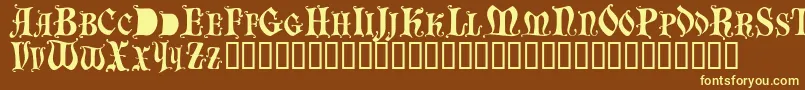 Bastognescapsssk-fontti – keltaiset fontit ruskealla taustalla