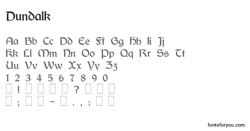Dundalk-fontti – aakkoset, numerot, erikoismerkit