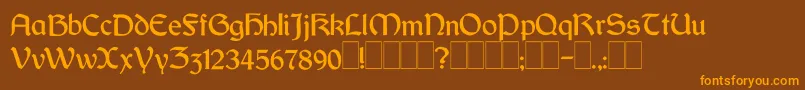 フォントDundalk – オレンジ色の文字が茶色の背景にあります。
