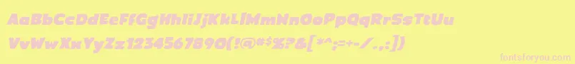 Fonte CrimewaveBbItalic – fontes rosa em um fundo amarelo