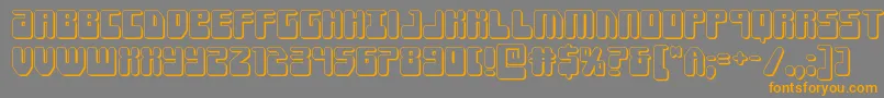 フォントForcemajeure3D – オレンジの文字は灰色の背景にあります。