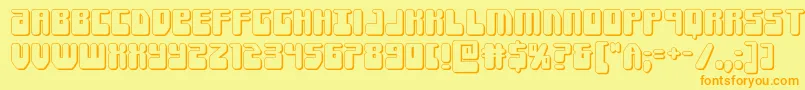 Forcemajeure3D-Schriftart – Orangefarbene Schriften auf gelbem Hintergrund