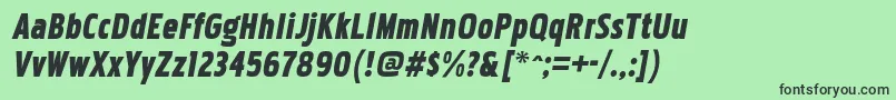 PakenhamcdblItalic-fontti – mustat fontit vihreällä taustalla