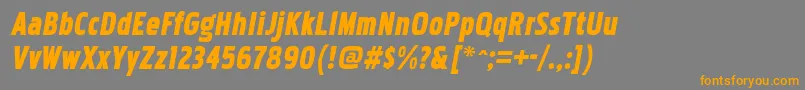 PakenhamcdblItalic-Schriftart – Orangefarbene Schriften auf grauem Hintergrund